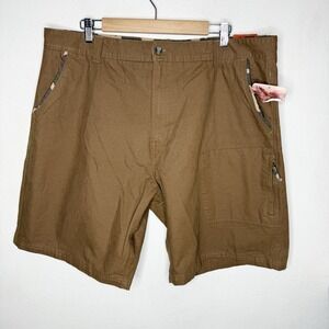 New Canyon Guide Brown Cotton Shorts Camo Trim Pockets Men's 40